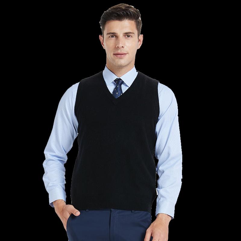 Men's V-Neck 100% Wool Sleeveless Pullover Vest