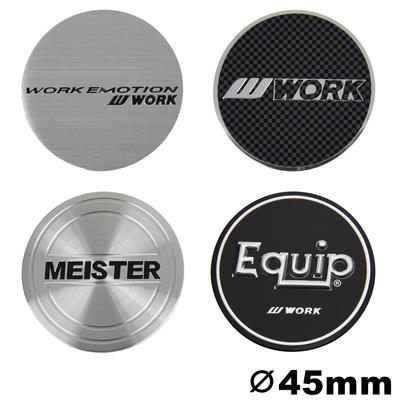 1 Zestaw/4 Sztuki 45 MM Naklejki WORK EMOTION EQUIP MEISTER Logo Środkowa Nakładka Felgi Samochodowej VS & WORK Naklejka Kołpak Felgi Nakładki Piasty Emblem