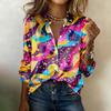Women's Shirt Blouse Print Button Long Sleeve Casual Basic Shirt Collar Regular Top