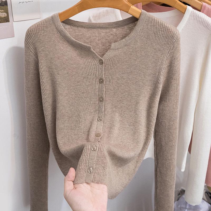 2024 Women's Lightweight Wool Knit Cardigan: Soft, Long Sleeve Sun Protection for Spring/Summer