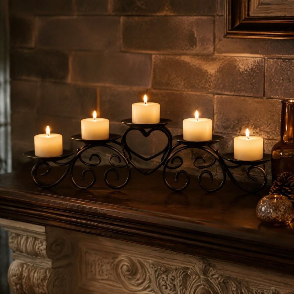 Minimalist Metal Heart Shaped Candle Holder Wrought Iron Candle Holder Ornament Candlelight Dinner