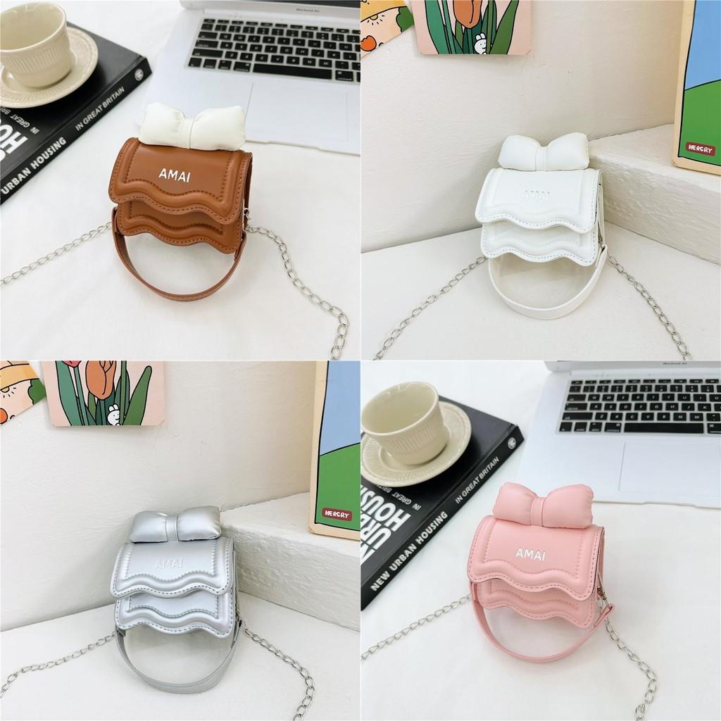Cute Mini Bow Girl Pu Leather Versatile Single Shoulder Crossbody Coin Purse