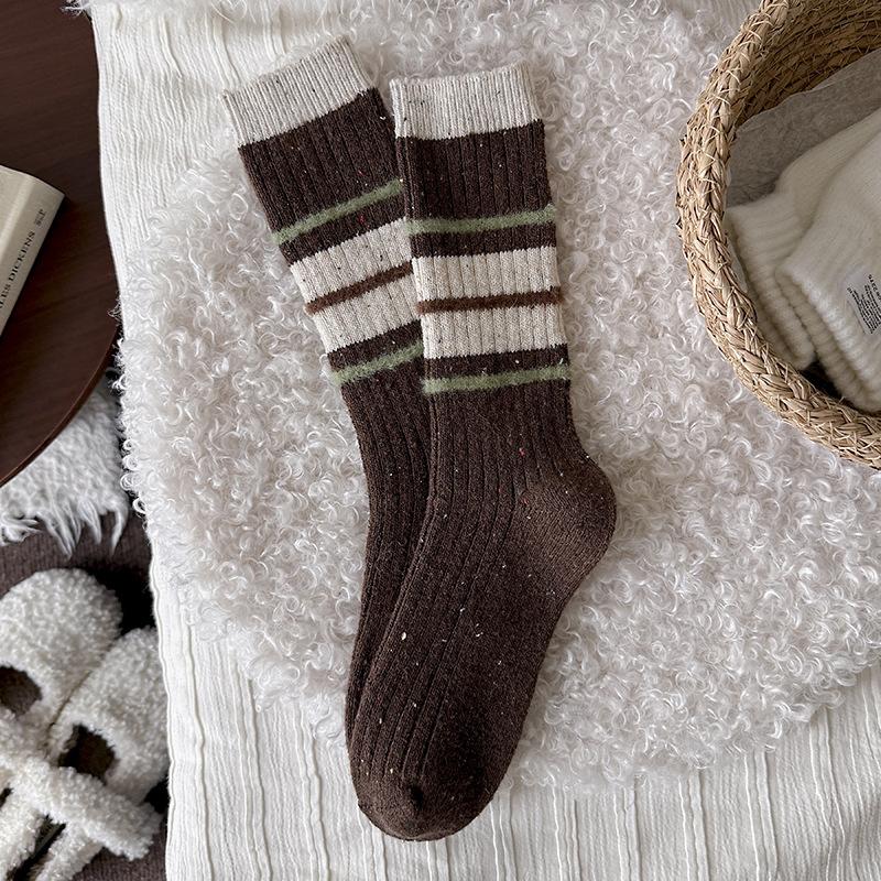 Wool Socks Children'S Stacking Socks Season Warm Thickened Retro Striped Stockings Tide Idea Yarn Tube Socks