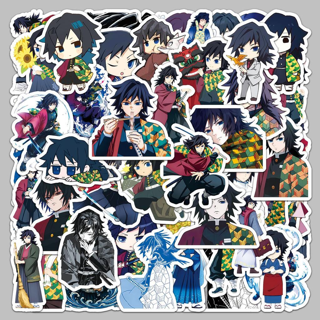 Giyu Tomioka Demon Slayer Water Hashira Stickers 50 Pcs Waterproof Anime Decals For Phone Laptop Journal Stationery Anime Lovers