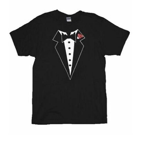 Adult Unisex 1980s Funny Tuxedo Tux W/ Bow Tie Halloween Costume 100% Cotton T-shirt Mens Tees Top 2XL