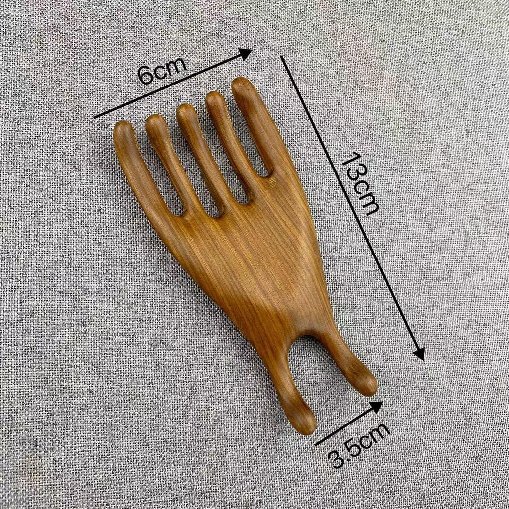 Golden Sandalwood Five-Claw Head Massage Comb and Guasha Scraper