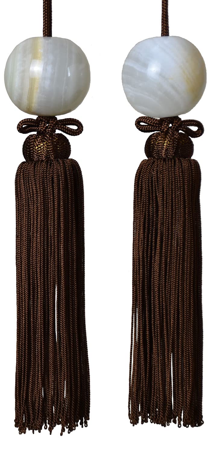 

Подвеска-колокольчик из оникса, круглый шар, оникс, подвесное украшение-свиток (кисточка коричневая)