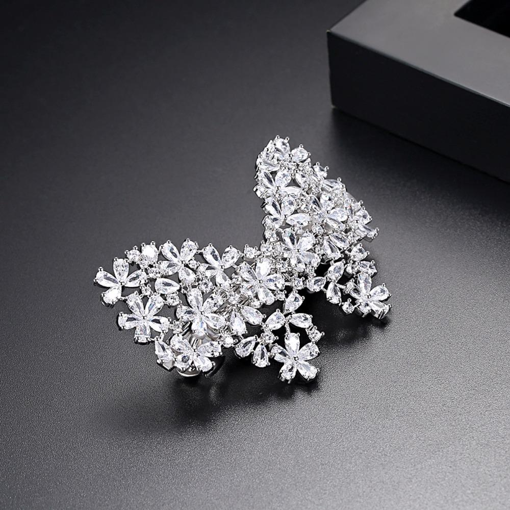 LUOTEEMI New Hot Selling Unique Statement Trendy Butterfly Clear Hairwear With CZ Crystal Brincos Bijoux for Women Party Wedding