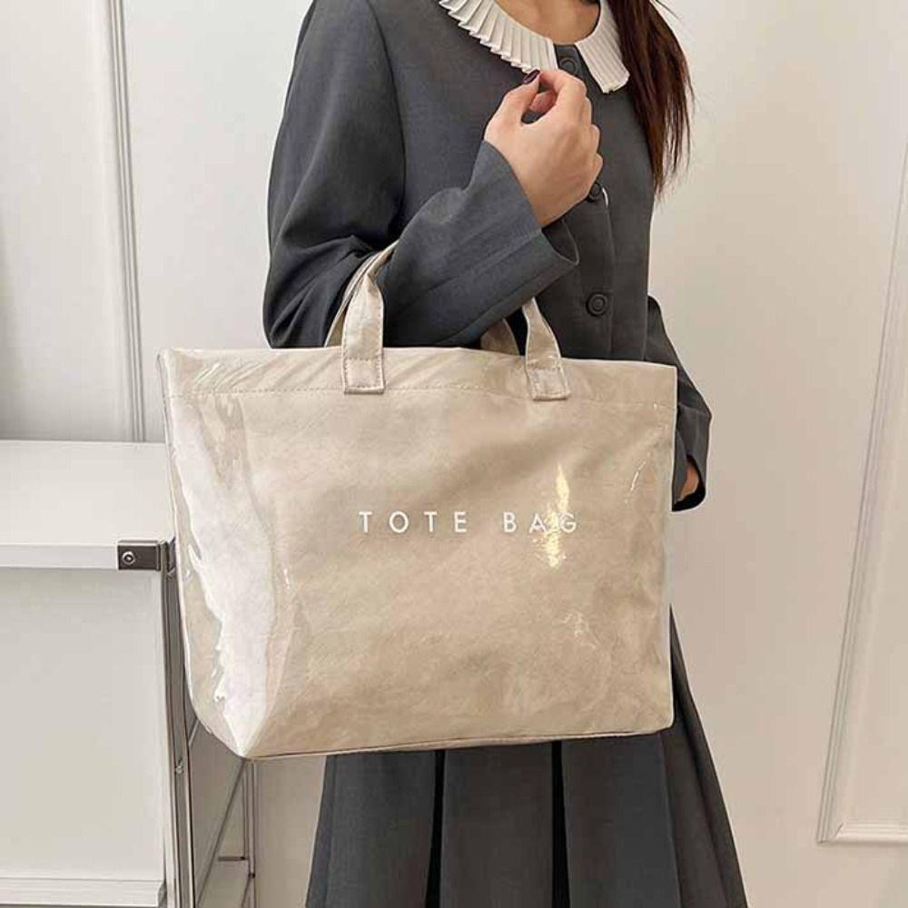 Tote Bag Transparent Jelly Bag Storage Bag Letter Prints Handbags Travel PVC Tote Bag  Swimming