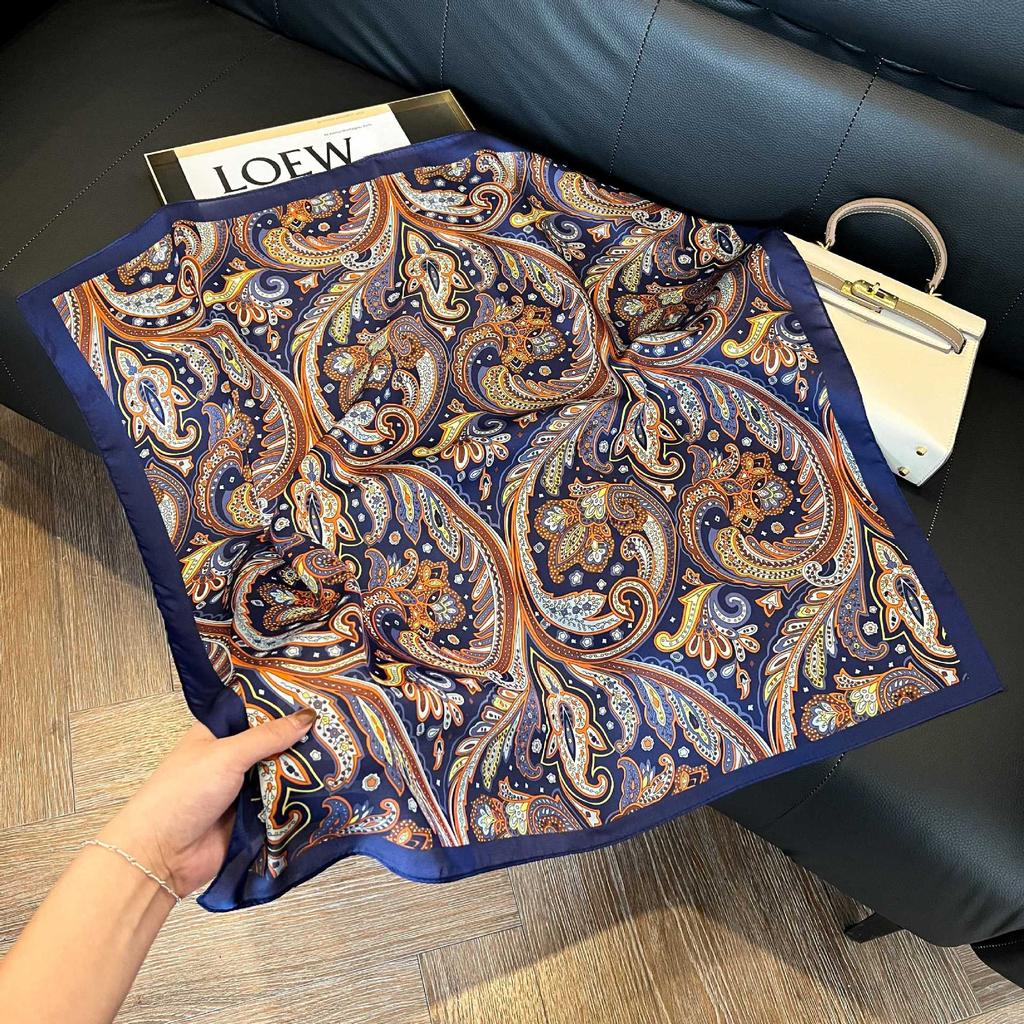 Luxury Paisley Square Scarf Women Print Satin Neckerchief Spring Hair Band Foulard Bandana Echarpe Tie Shawl Wraps