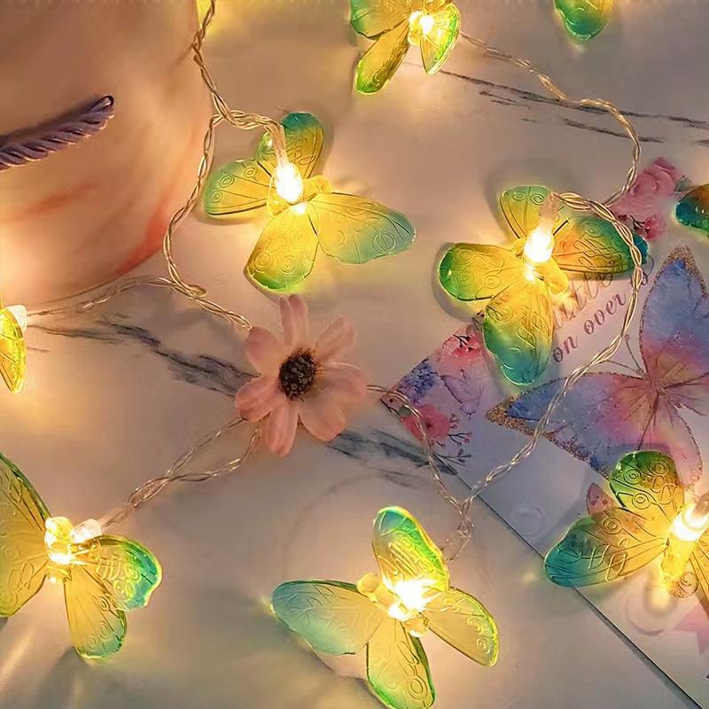 

10LED Battery Powered for Weddings Butterfly Colorful Light String 150CM Waterproof Transparent LED Home Decor String Lights 1.5M
