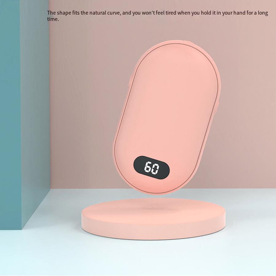 Double-sided heating with two temperature settings, this pocket hand warmer can be recharged