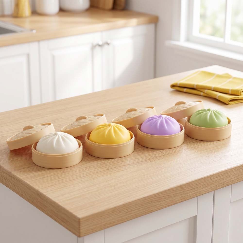 Slow Rising Dumpling Sensory Toy With Steamer Squishy Bun Dumplings Squishy Toy Adults&Kids