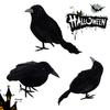 1 Set Feathered Crow Statue Handmade Realistic Looking Foam Fake Crow Ornament Indoor Outdoor Party Decoration