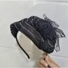 High Skull Hairhoop Lace Bowknot Hat Headband Women Formal Event Hair Covering