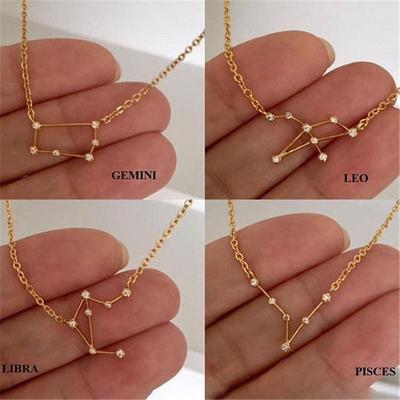 Constellation Minimalist Jewelry Star Zodiac Collarbone Necklace Sign Elegant Women Birthday Gift