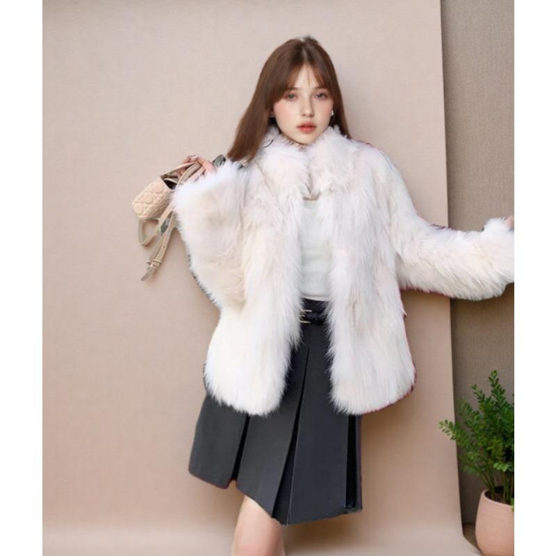 New imitation fox fur coat short fluffy winter coat thickened and thin light cotton