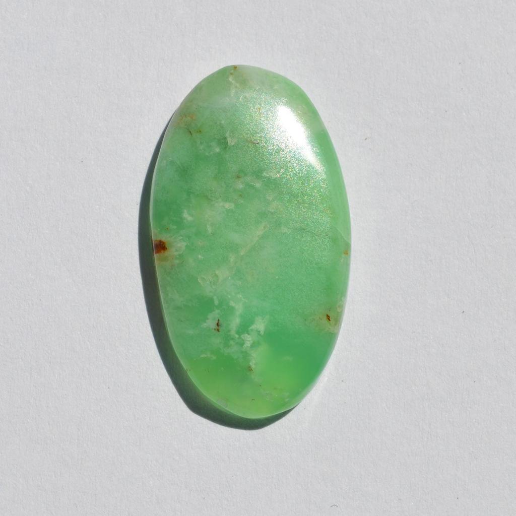 Natural Chrysoprase Gemstone Cabochon - Loose Semi Precious Stone 17 Carats Oval Shape 28x16 Mm, Jewelry Craft Supply