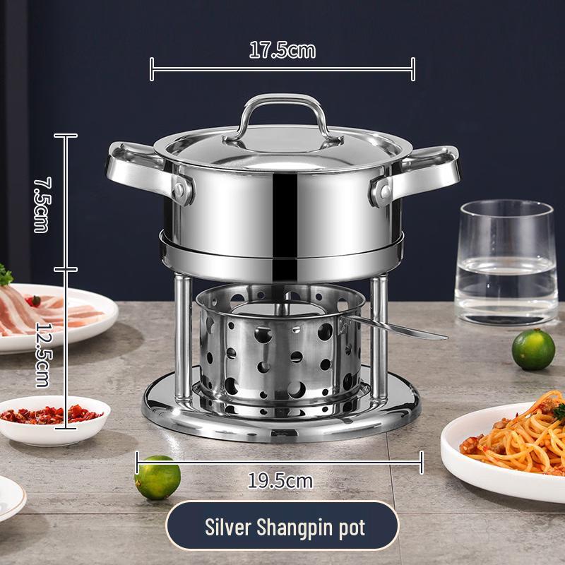Stainless Steel Personal Hot Pot with Alcohol Stove