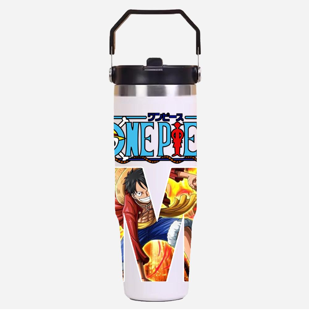 30oz Anime A-Z English Letter Printed Simple Solid Color Stainless Steel Thermos Water Cup Thermal Insulation Cold Ice Cup