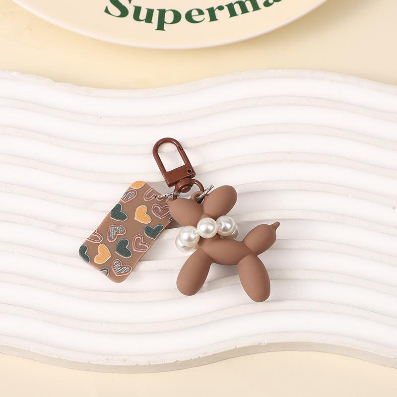 Brown Balloon Dog Keychain Acrylic Rubber 3D Exquisite Phone Keyring Car Pendant Cartoon Key Ring DIY Gift for Women Keychain