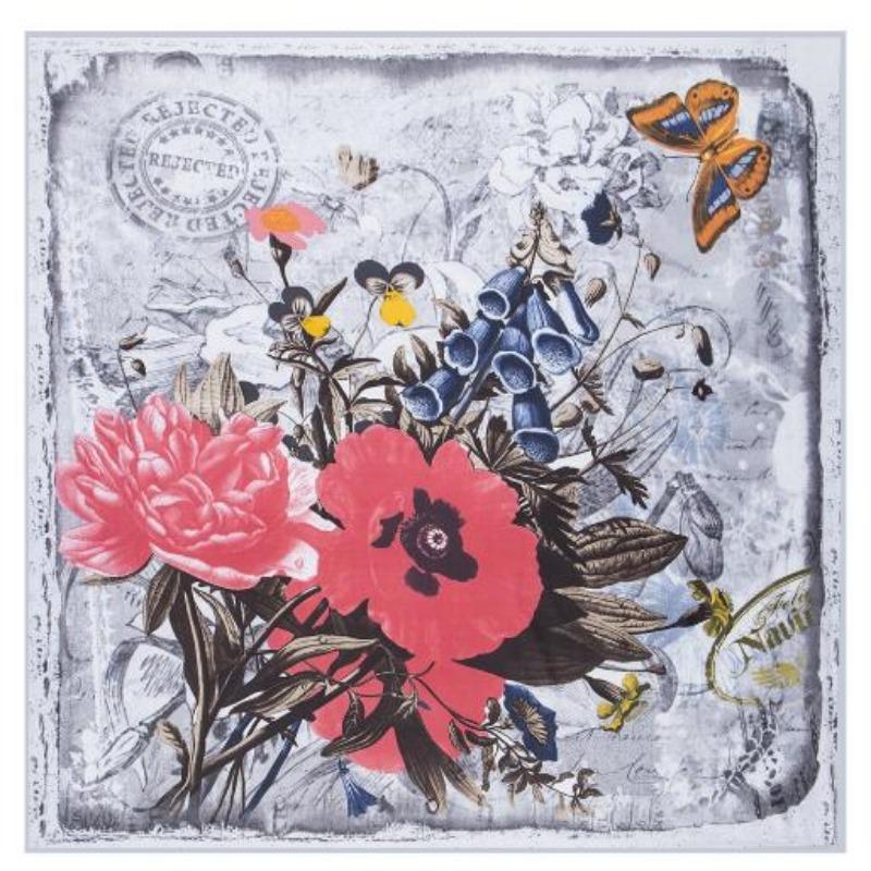 

New Design Luxury Brand 100%Twill Silk Scarf Women Square Scarves Butterfly Silk Scarf&Shawls Wraps Hijab 130*130CM 130X130CM