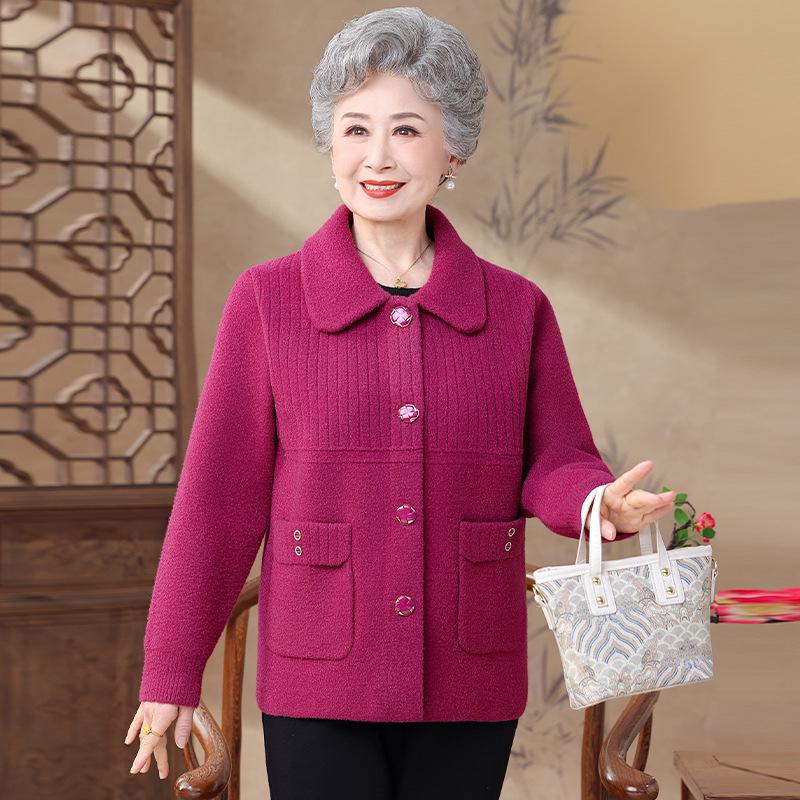 Spring Cardigan for Women - Middle-Aged to Elderly, Long-Sleeved Top for Moms and Grandmas