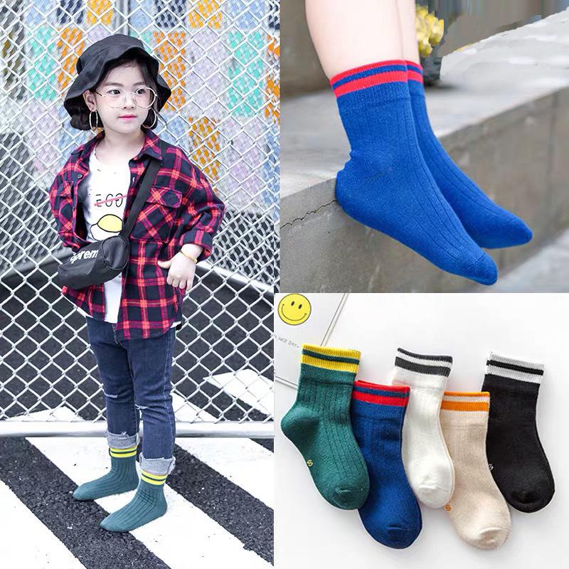 Children's Mid-Calf Cotton Socks - Autumn/Winter Sports & Casual Japanese Style