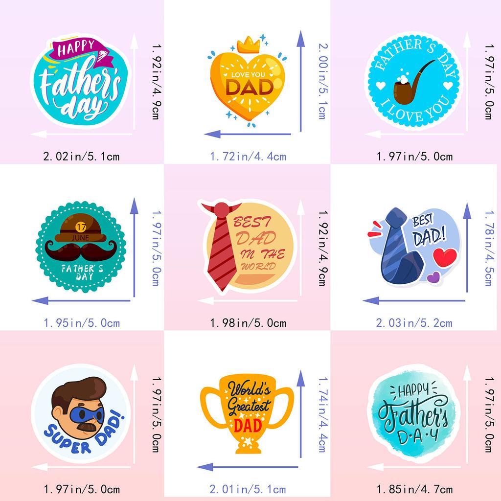 50 Text Father's Day Stickers New Product Creative Thanksgiving Father's Day Birthday Greeting Card Decoration Stickers