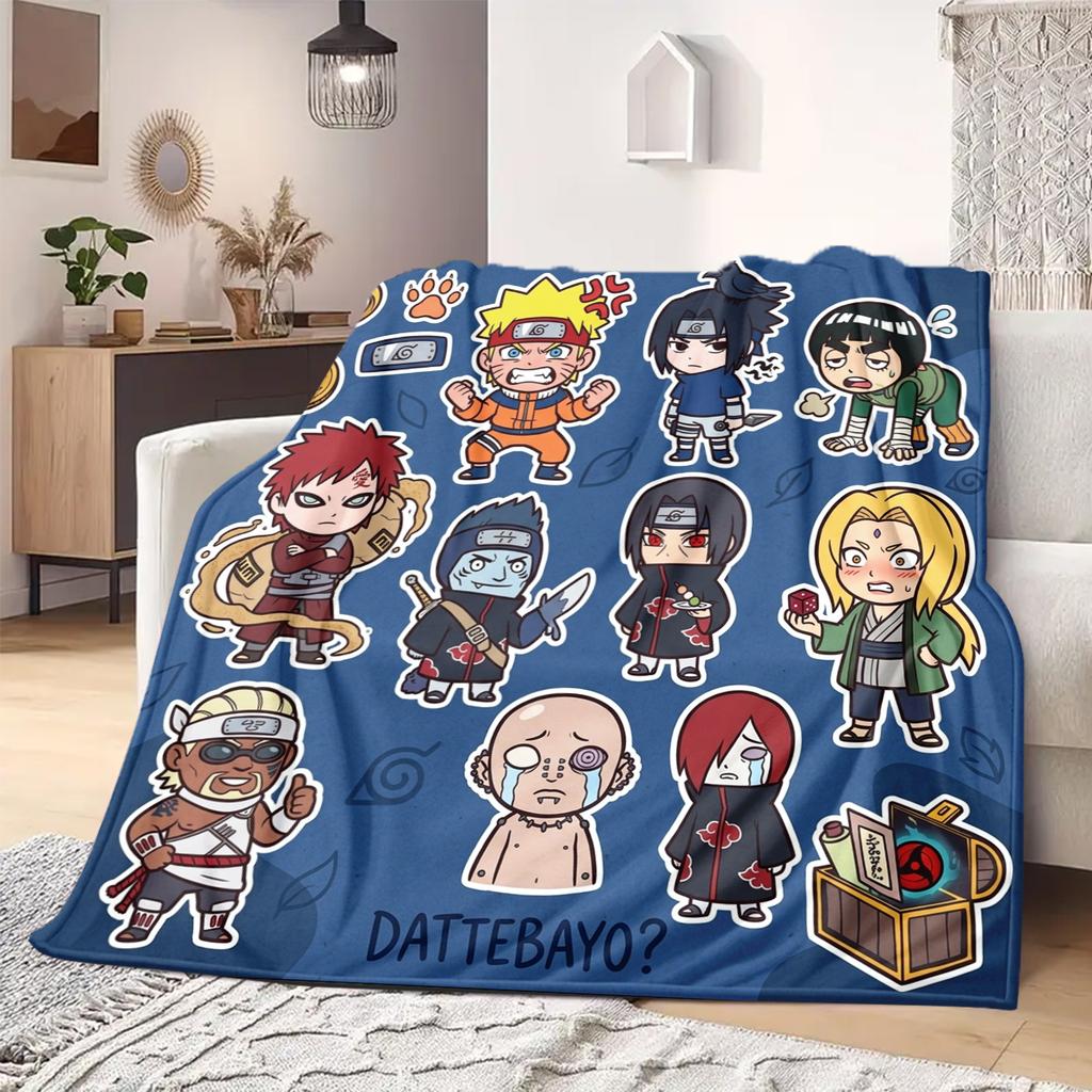 Naruto Cartoon Warm Comfortable Flannel Blanket - Printed, For Bedrooms, Sofas, Beds, Chairs, Picnics, Travel -HE12