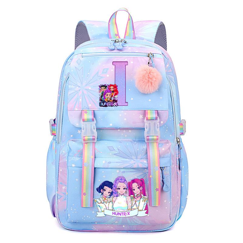 Anime Cartoon Letter Print Small Fresh Rainbow Backpack Korean Version Trend Student Large Capacity Schoolbag