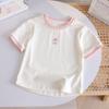 Girls Summer Short Sleeve T Shirt With Bow Tie Baby Versatile Base Layer Top Trendy Casual Tee For Kids