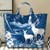 Large Capacity Christmas Print PVC Tote Bag Waterproof Christmas Hand Tote Commute Tote Bag  Work