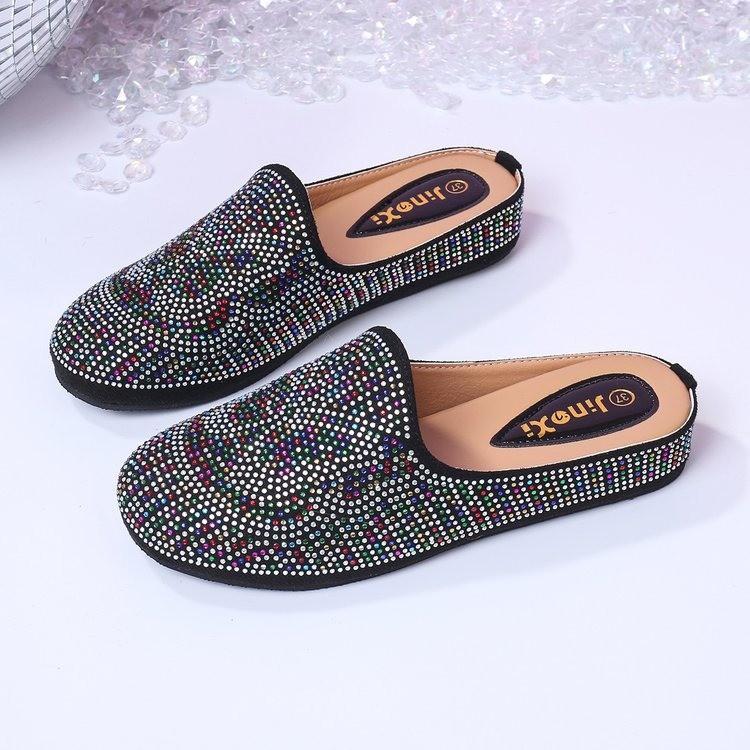 Latest Wedding Bridal Shoes Covered Toe Platform Sandals for Women Ladies Low Heels Pumps Shoes Rhinestone Luxury Women Mule