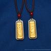 Gold-Inlaid Jade Dragon & Phoenix Pillar Pendant - 3D Solid Gold Dragon & Phoenix with Square Jade Plate