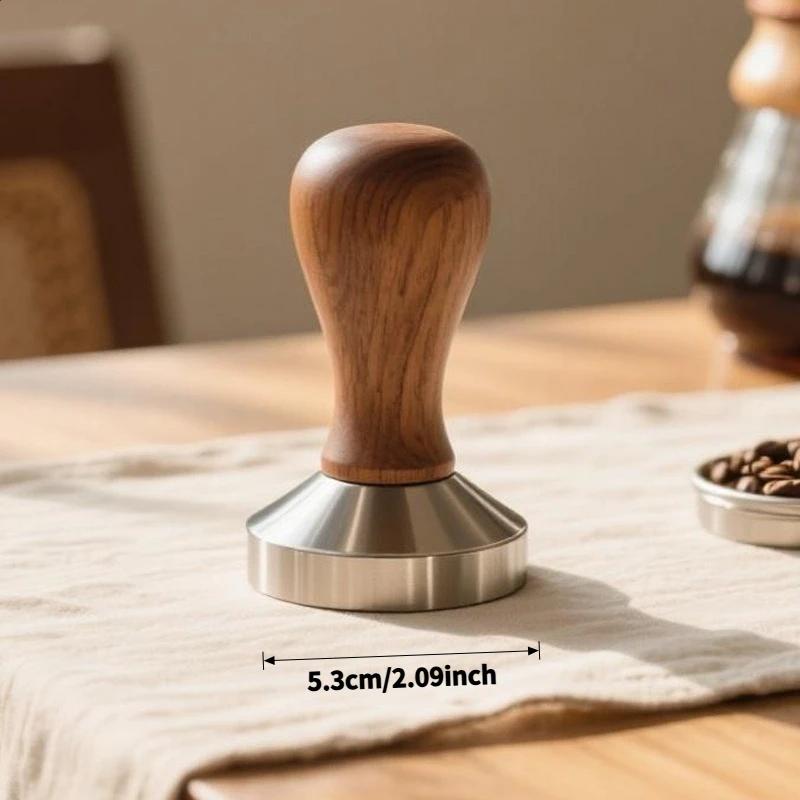 Coffee Press Powder Hammer Solid Wood Handle 304 Stainless Steel Press Powder Cloth Powder Coffee Machine Special Accessories