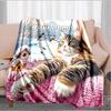 1PC Custom Name Winter Cat Window Scene flannel blanket versatile, all-season throw suitable for the living room, bedroom, camping, travel, and gift
