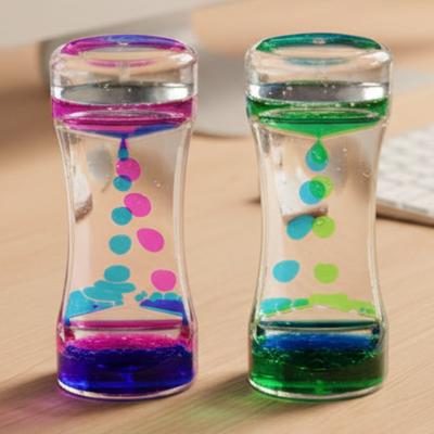Double Colors Oil Hourglass Timer Creative Acrylic Floating Motion Bubble Timer Descending Sensory Bubble Movement Sensory Toys