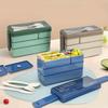 1450ML Bento Lunch Box Large Capacity Multi Layer Food Storage With Cutlery Stackable Leak-Proof Lunch Container Kitchen Supplie