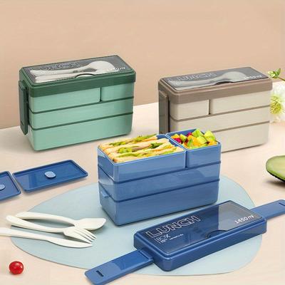 1450ML Bento Lunch Box Large Capacity Multi Layer Food Storage With Cutlery Stackable Leak-Proof Lunch Container Kitchen Supplie