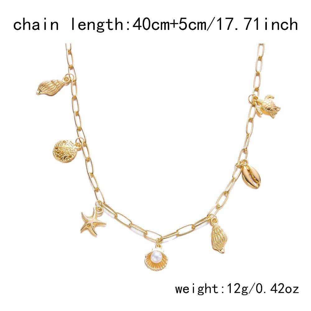 Starfish Clavicle Chain Gold Color Sweater Chain Fashion Shell Necklace  Gifts