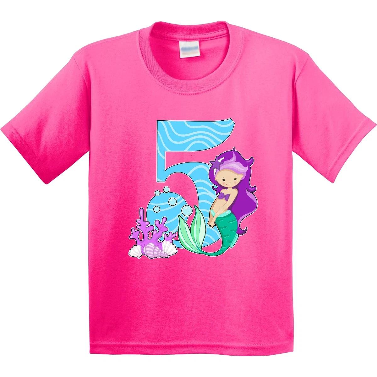 Inktastic Fifth Birthday Mermaid Youth kids boys T-Shirt Birthdays 5th Five Year Old Party 100