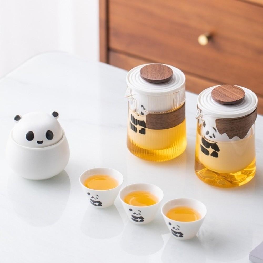 Anti Heat Hand Grip Panda Tea Set Cartoon Chinese Congou Tea Set Ceramic Teapot  Travel Tourism