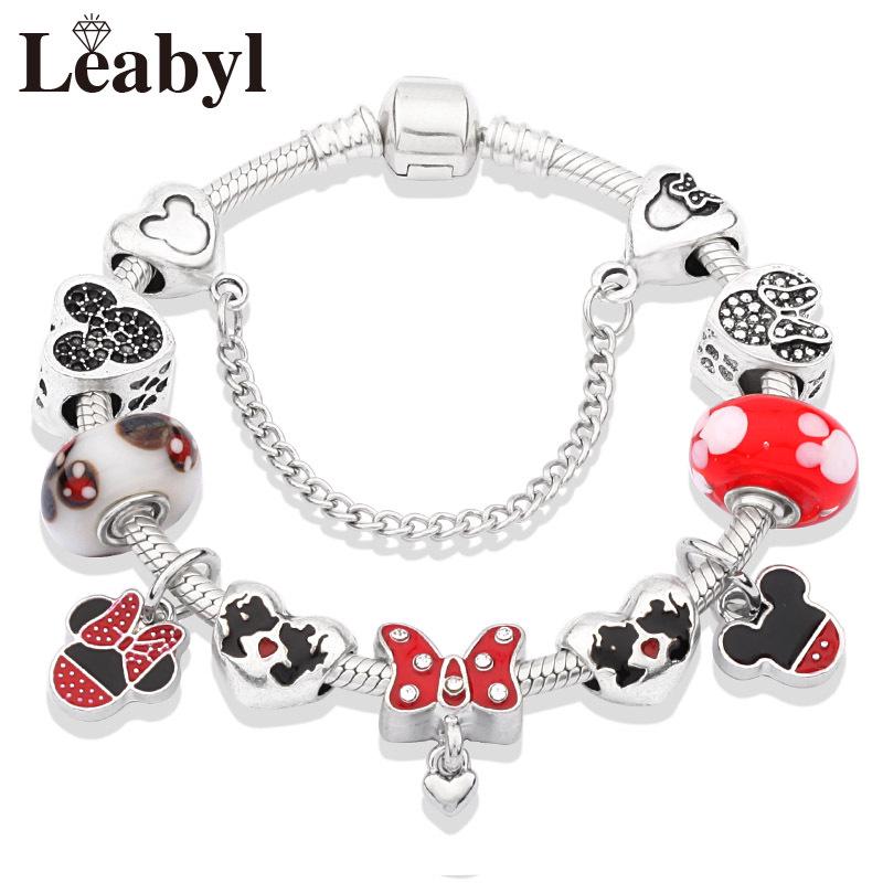 

DIY Mickey Minnie Cartoon Pandora-Style Alloy Fashion Bracelet 19cm