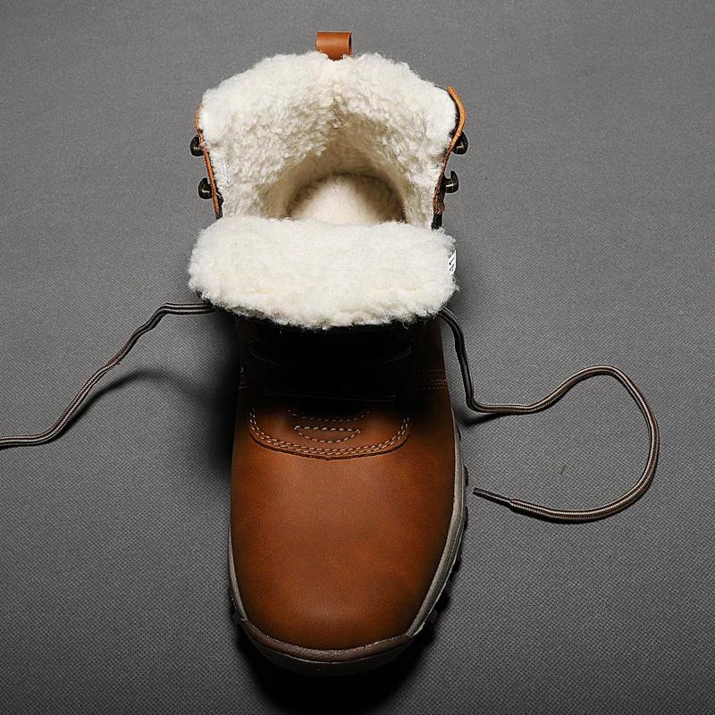 Fashion Plus Size 48 Winter Men's Boots  Ankle Boots Plush Warm Men Motorcycle Boots Slip On Outdoor Cotton Shoes Chaussure Zapatillas