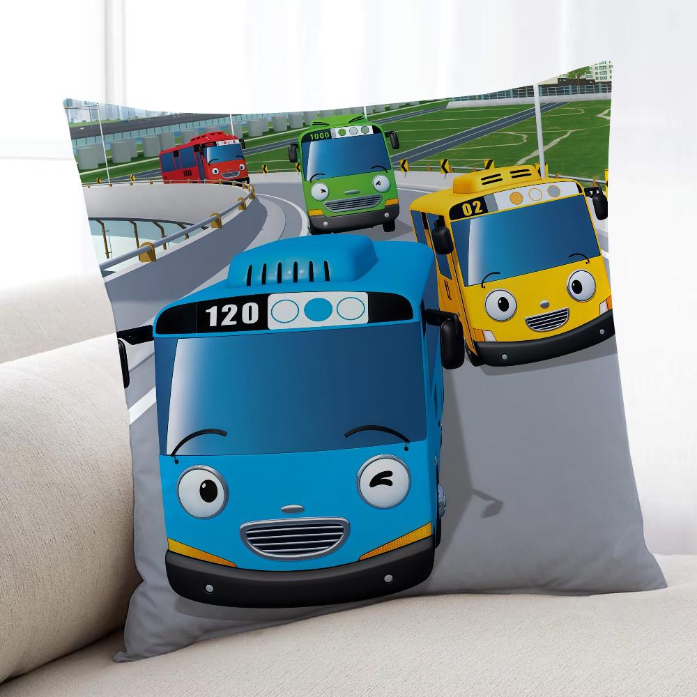TTayo The LLittle Bus Cartoon Cushion Cover Home Bedding Sofa Living Room Pillowcase Simple Soft Skin Cushion Cover Party Gift