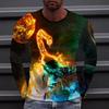 T-Shirt Trend Cool Street Hip Hop Long Sleeve Top Oversize Comfortable Spring Autumn Man Clothes 3D Print Scorpion Pattern Men's