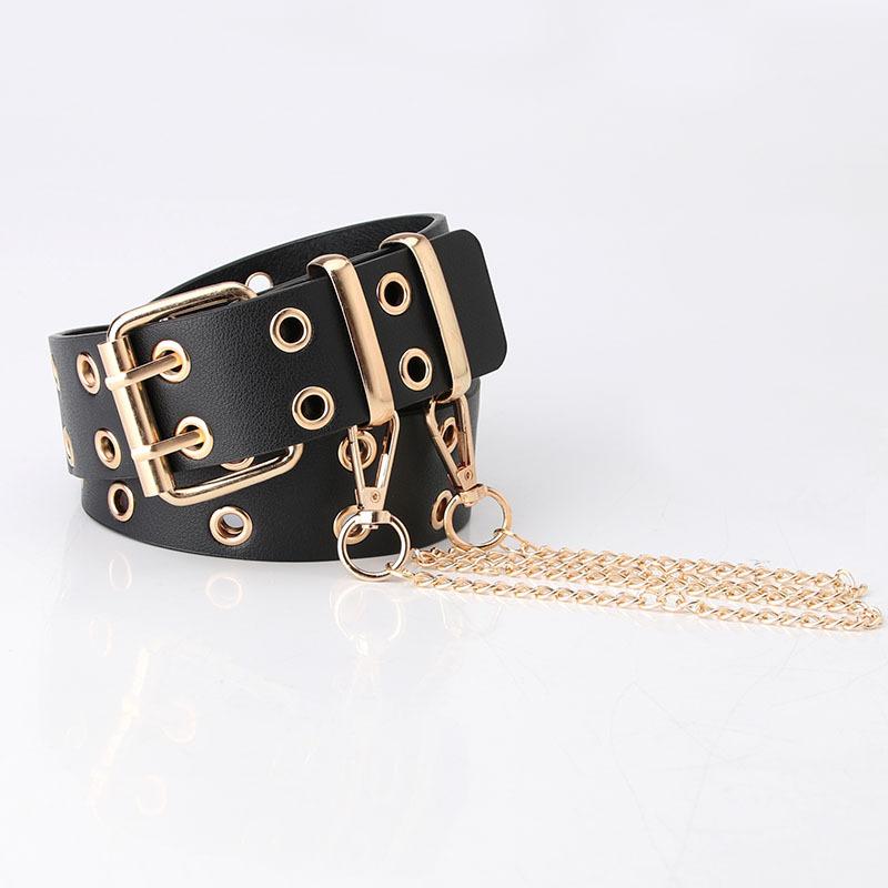 European and American Full-hole Women's Belt, Hip-hop Punk Style, Street Fashion, Cool Ins Style Belt, Chain Belt