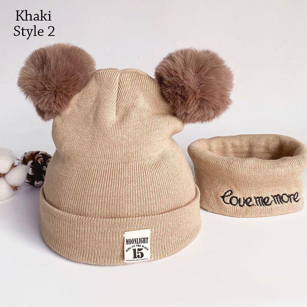 Větruodolná dětská čepice Beanie Teplá čepice šála set Zimní dětská pletená čepice Batole