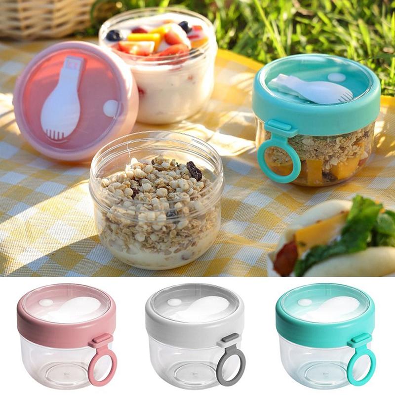 Overnight Oats Jar Container Portable Oatmeal Cups With Lids And Spoon Meal Jar